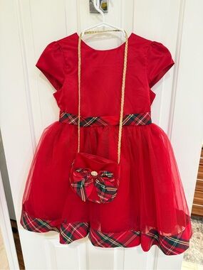 Blueberi Boulevard Girls' Christmas Holiday Plaid Dress